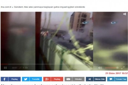 Alev alev yanmaya başlayan şahsı inşaat işçileri söndürdü