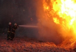 Alevler metrelerce yükseldi, güvenlik kulübeleri forkliftle taşındı
