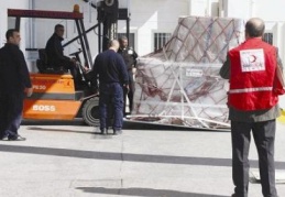 Almanya’dan gelen yardımlar Kızılay deposuna yerleştirildi