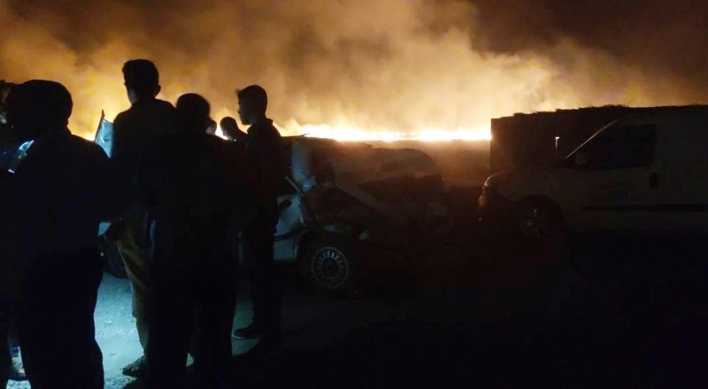 Anız yangınında 2 kişi yaralandı