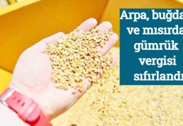 Arpa, buğday ve mısırda gümrük vergisi sıfırlandı