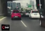 Basın Ekspres yolundaki düğün konvoyunda 'makas' terörü kamerada