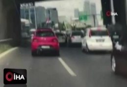 Basın Ekspres yolundaki düğün konvoyunda 'makas' terörü kamerada