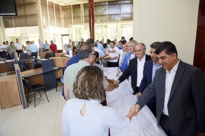 Başkanlar personelle bayramlaştı