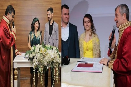 Belediye başkanları gün boyu nikah kıydı