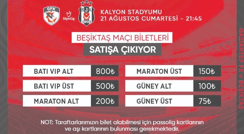 Beşiktaş maçı biletleri satışa çıkıyor