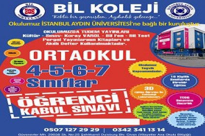 Bil Koleji&#8217;nde öğrenci kabul sınavı yapılacak