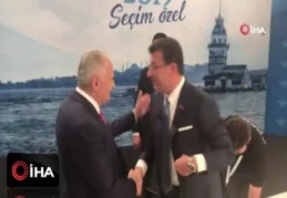 Binali Yıldırım ve Ekrem İmamoğlu'nun ortak yayın öncesi ilk karşılaşma anı