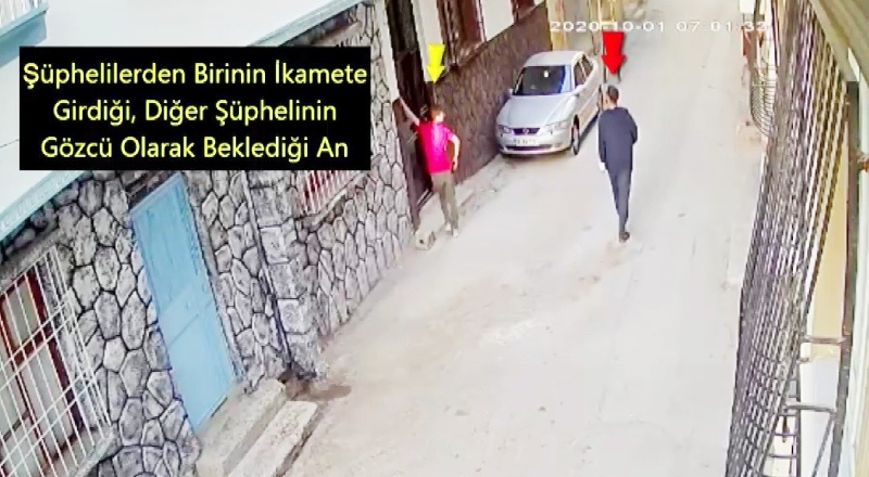 Biri etrafı gözetledi diğeri çaldı