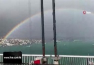 Boğaz'da oluşan gökkuşağı hayran bıraktı