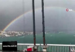 Boğaz'da oluşan gökkuşağı hayran bıraktı