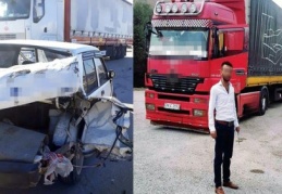 Borcunu vermemek için TIR’la defalarca otomobile çarptı