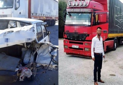 Borcunu vermemek için TIR’la defalarca otomobile çarptı