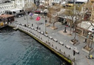 Boş kalan Ortaköy Meydanı havadan görüntülendi