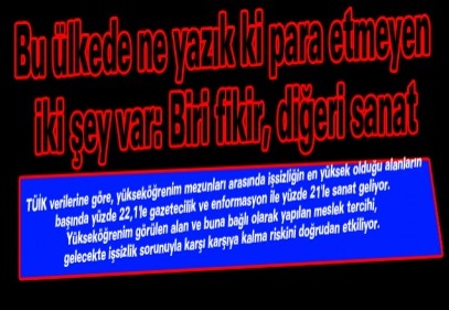 Bu ülkede ne yazık ki para etmeyen iki şey var: Biri fikir, diğeri sanat