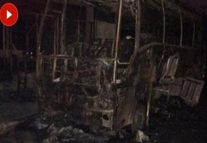 Büyükçekmece’de otobüs alev alev yandı