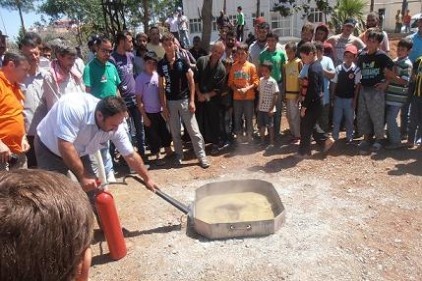 Çadır kentte yangın tatbikatı yapıldı