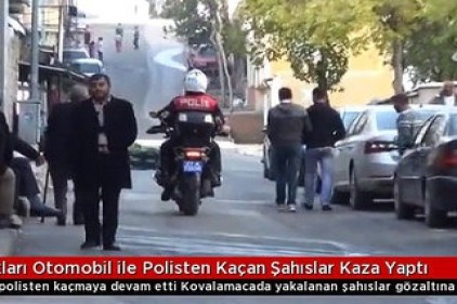 Çaldıkları otomobille polisten kaçan şahıslar kaza yaptı 