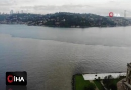 Çamura bulanan İstanbul boğazı havadan görüntülendi