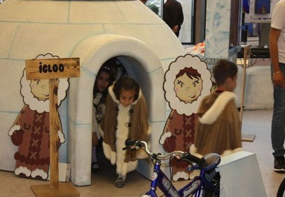 Çocuklar eskimo olma keyfi yaşıyor