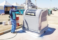 Çöp konteynerleri dezenfekte ediliyor