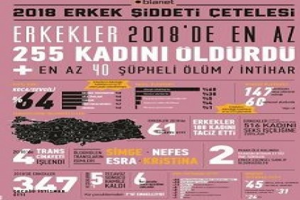 2018&#8217;de, 255 kadın, erkek cinayetlerinin kurbanı oldu