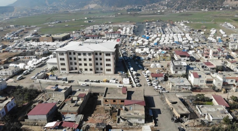 Depremin 7. gününde Nurdağı’nın son hali havadan görüntülendi