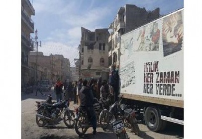 El Bab kentine, ilk yardım konvoyu ulaştırıldı