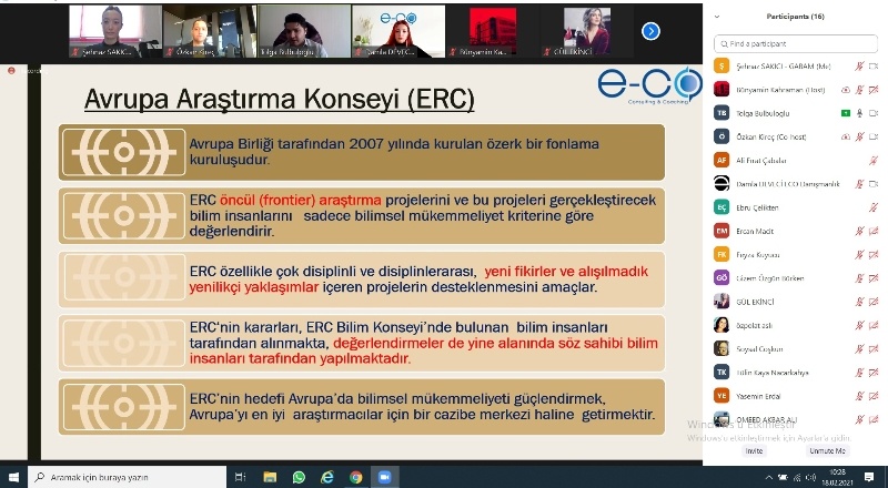 ‘ERC Genel Bilgi ve Proje Yazma Eğitimi’ verildi