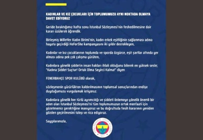 Fenerbahçe: İstanbul Sözleşmesi kararı gözden geçirilsin