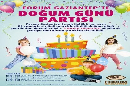 Forum Gaziantep&#8217;te minikler için sürpriz doğum günü, 1 Kasım&#8217;da&#8230;