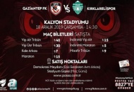 Gaziantep- Kırklarelispor maçı biletleri satışta