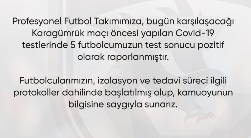 Gaziantep FK'da 5 pozitif vaka