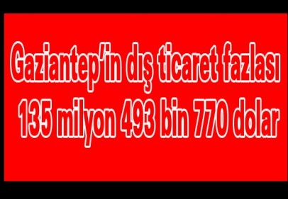Gaziantep’in dış ticaret fazlası 135 milyon 493 bin 770 dolar