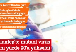 Gaziantep’te mutant virüs oranı yüzde 90’a yükseldi