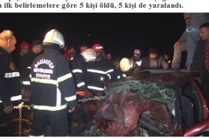 Gaziantep&#039;te zincirleme kaza: 5 ölü, 5 yaralı