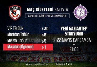 Gazişehir, Osmanlıspor maçı biletleri satışa sunuldu