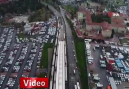 Gebze-Halkalı tren hattında son durum havadan görüntülendi