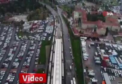 Gebze-Halkalı tren hattında son durum havadan görüntülendi