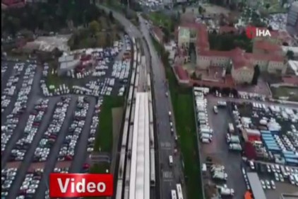 Gebze-Halkalı tren hattında son durum havadan görüntülendi