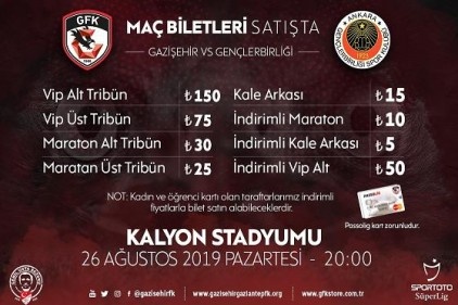 Gençlerbirliği maçı biletleri satışa sunuldu