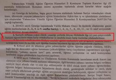 Genelge: Suriyeli öğrenciler İmam Hatiplere yönlendirilsin 