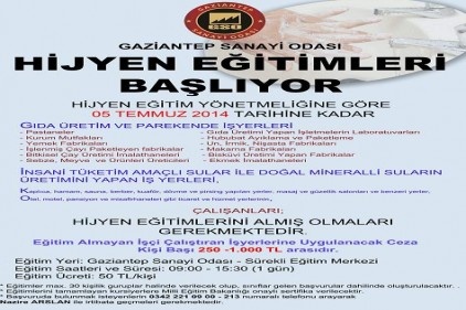 Gıda sektöründe çalışanlarına hijyen eğitimi verilid