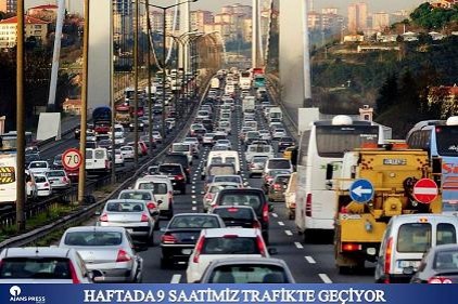 Haftada 9 saat trafikte geçiyor