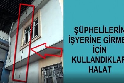 Halatla tırmandıkları iş yerini soydular