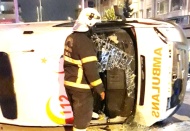 Hasta almaya giden ambulans kaza yaptı