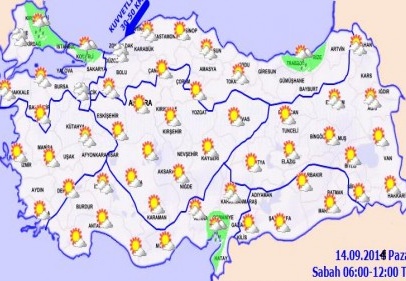 Hava sıcaklığı, iç ve doğu kesimlerde 10 ila 15 derece azalacak