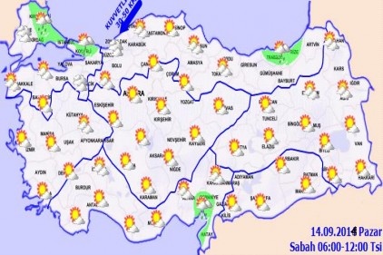 Hava sıcaklığı, iç ve doğu kesimlerde 10 ila 15 derece azalacak