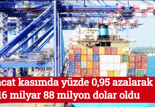 İhracat kasımda yüzde 0,95 azalarak 16 milyar 88 milyon dolar oldu