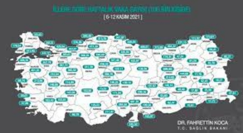 İllere göre haftalık vaka sayısını gösteren harita güncellendi